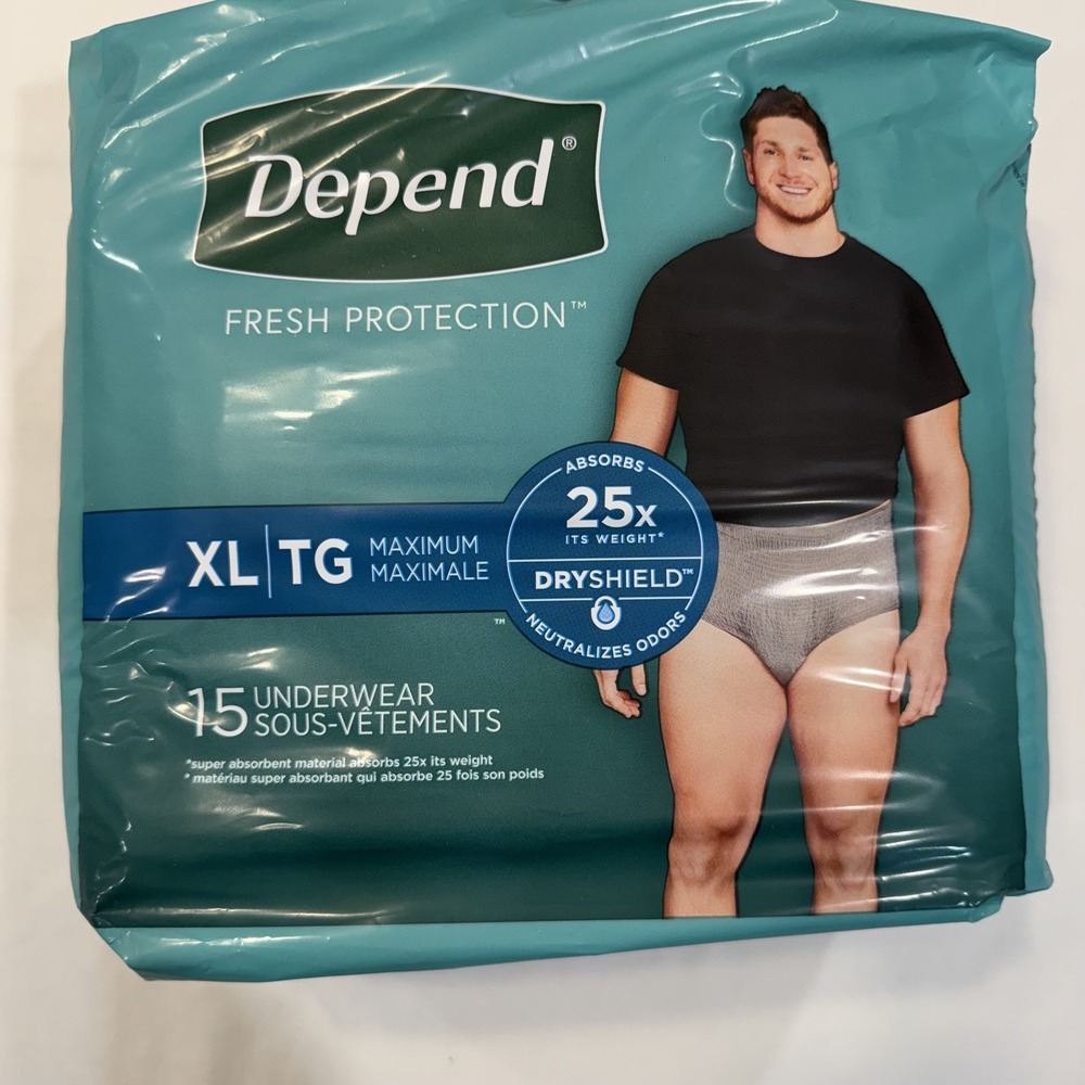 Depend Men's Underwear Size XL  15 count New In Package